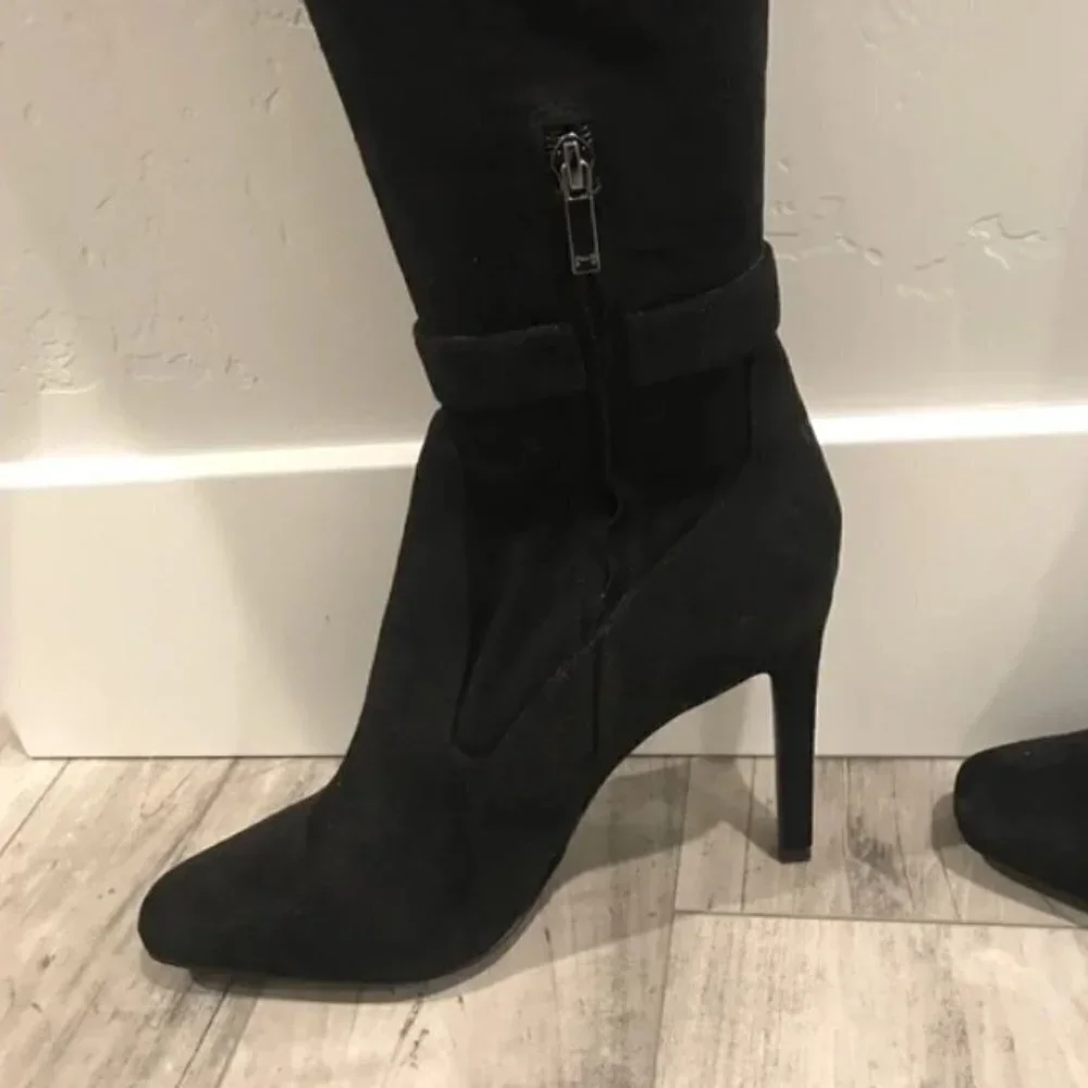 Marc Fisher Caia pull on over the knee buckle heeled boot 6.5